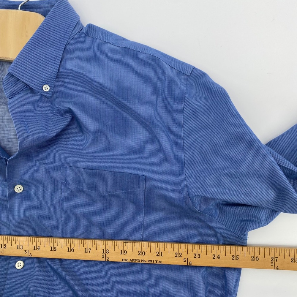 Banana Republic Mens XXL Tall Non-Iron Tailored Slim Fit Blue Micro Check Shirt - Picture 6 of 7